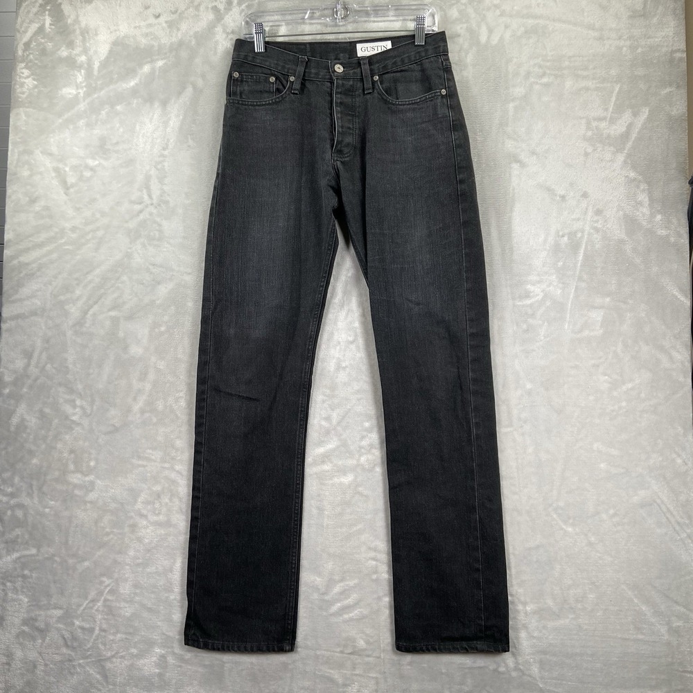 Gustin Jeans men's 29x32 Selvedge Denim Straight Fit Raw Finish Black USA Made